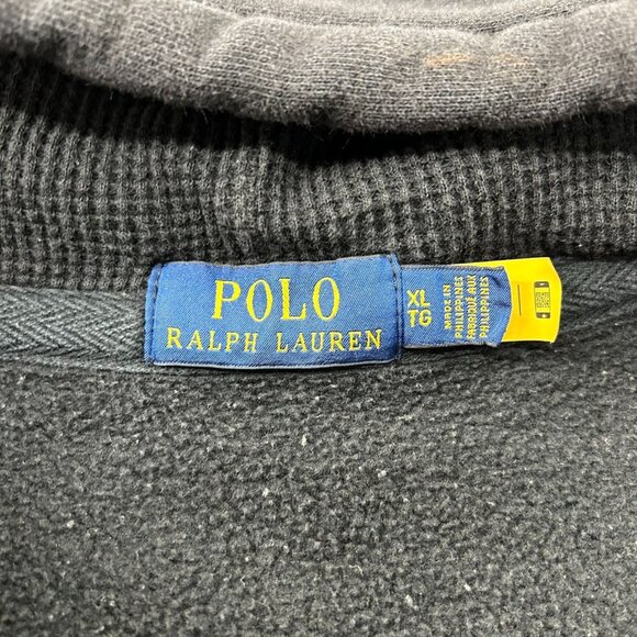 Polo Ralph Lauren Hoodie Mens XL Full Zip Black Sweatshirt Full Zip Red Pony - Picture 5 of 10